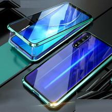 Магнитен калъф Bumper Case 360° FULL за Samsung A80 - прозрачен / зелена рамка