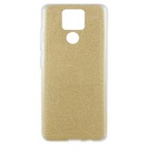 Силиконов калъф / гръб / TPU кейс за Motorola Moto E7 Plus - златист / брокат
