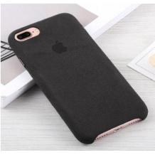 Луксозен гръб Leather Alcantara Case за Apple iPhone 7 Plus - Черен