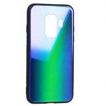 Луксозен стъклен твърд гръб Vennus за Samsung S9 Plus G965 - преливащ / синьо и зелено