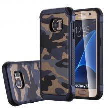 Твърд гръб със силиконов кант Camo Series за Samsung S7 G930 - синьо-сив / камуфлаж
