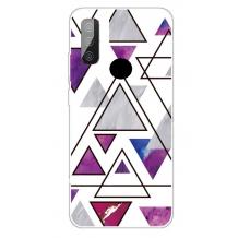 Луксозен силиконов калъф / гръб / TPU Marble за Samsung A20e - бял с лилаво / Cosmo