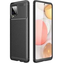 Луксозен силиконов калъф / гръб / TPU Auto Focus за Samsung A42 5G - черен / Carbon