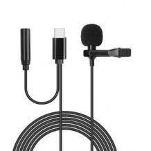 Щипка с микрофон Lavalier Microphone Type-C GL-140 / Clip-on Type-C Microphone - черна