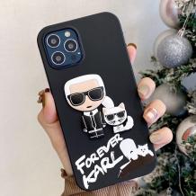 Луксозен гръб / кейс / Karl Forever case за Apple iPhone 13 Pro 6.1" - Karl&Cat / черен / тъмно синя рамка