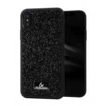 Луксозен твърд гръб с камъни за Samsung A70 - черен