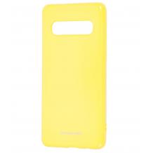 Силиконов калъф / гръб / Molan Cano Glossy Jelly Case за Samsung S10 - жълт / гланц / брокат