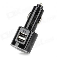Зарядно за кола LDNIO / DC 12V - 24V / с два USB порта DC 5V / 2.1A + Apple iPhone 5 / 5S / 5C / Samsung / HTC / Nokia / LG / Prestigio / Huawei / Privileg / Sony Xperia / iPod USB кабел - черно