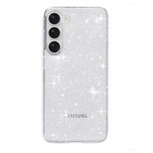 Луксозен силиконов калъф / кейс / Crystal Case TPU за Samsung S24 FE - прозрачен / брокат