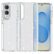 Луксозен силиконов калъф / кейс / Crystal Case TPU за Samsung S25 Edge - прозрачен / брокат