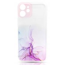 Луксозен силиконов калъф / гръб / TPU кейс Watercolor Marble за Samsung S21 Ultra - прозрачен / лилави нишки