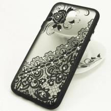 Луксозен твърд гръб със силиконов кант и камъни за Samsung J3 2017 J330