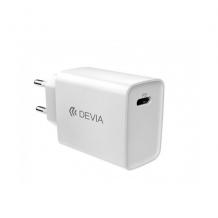 Зарядно устройство (адаптер) DEVIA 220V, 20W, USB-C, PD3, 3A - бяло