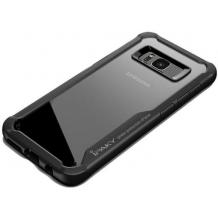 Луксозен твърд гръб IPAKY за Samsung S10 Plus - прозрачен / силиконов черен кант