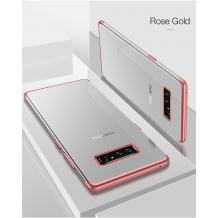 Луксозен силиконов калъф / гръб / TPU за Samsung Note 8 N950 - прозрачен / Rose Gold кант