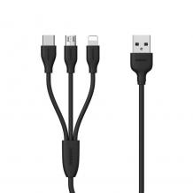 Оригинален USB кабел REMAX Suda 3in1 RC-109th Micro USB, iOS Charging Cable / Type-C / 1.0м