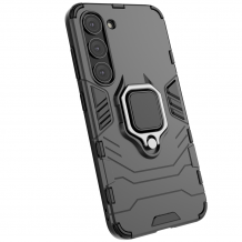 Удароустойчив гръб TPU case Ring Armor Case с твърда част и стойка с магнитно захващане за Samsung S23 5G - черен кейс