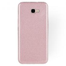 Силиконов калъф / гръб / TPU за Samsung J4 Plus 2018 - розов / брокат