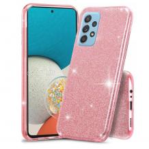 Силиконов калъф / гръб / TPU кейс за Samsung S22 5G - розов / брокат