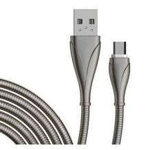Оригинален USB кабел LDNIO Type-C USB Cable LS-28 ZINC ALLOY за Samsung, LG, HTC, Sony, Lenovo и други - сребрист / 1 метър