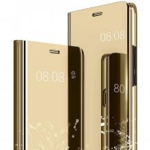 Луксозен калъф Clear View Cover с твърд гръб за Samsung A41 - златист