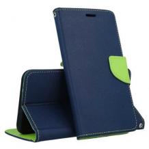 Кожен калъф Flip тефтер със стойка MERCURY Fancy Diary за Samsung A52 / A52 5G - тъмно син със зелено