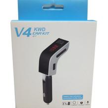 MP3 - FM transmiter V4 KWD Car Kit / FM трансмитер за кола - черен със сребристо