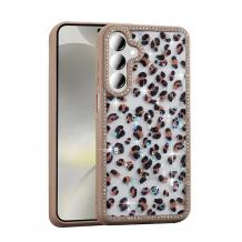 Луксозен гръб / кейс / Pearl Case с камъни за Samsung A16 - леопард