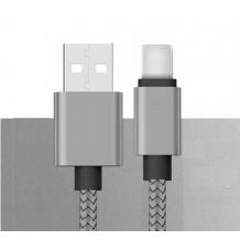 Micro USB кабел за зареждане и пренос на данни с дължина 30см за Apple iPhone 6 / iPhone 6S - тъмно сив