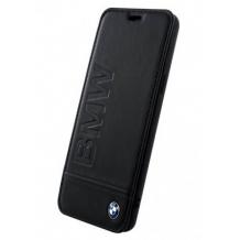 Оригинален кожен калъф Flip тефтер BMW за Samsung S9 Plus G965 - черен