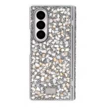 Оригинален твърд гръб / кейс / Swarovski за Samsung Z Fold 7 - сребристи камъни