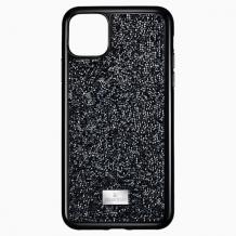 Луксозен твърд гръб с камъни за Samsung S20 Ultra - черен