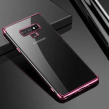 Луксозен силиконов калъф / гръб / TPU Fashion Case за Samsung Note 9 - прозрачен / розов кант