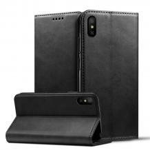 Кожен калъф Flip тефтер Flexi Magnet Book със стойка за Apple iPhone X / iPhone XS - черен