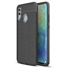 Луксозен силиконов калъф / гръб / TPU за Huawei Honor 10 Lite - черен / имитиращ кожа