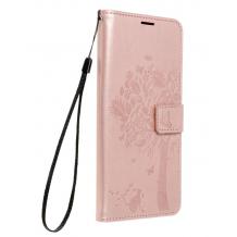 Кожен калъф Mezzo Book със стойка за Apple iPhone 13 Pro Max 6.7" – дърво / Rose Gold