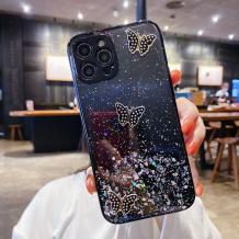Луксозен твърд гръб със силиконов кант и брокат за Apple iPhone 12 /12 Pro 6.1''