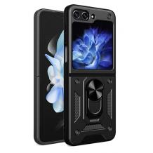 Удароустойчив гръб TPU кейс Magnetic Finger Ring Car Holder за Samsung Z Flip 5 - черен