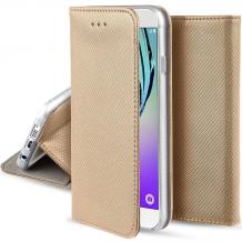 Кожен калъф Magnet Case със стойка за Apple iPhone 7 / iPhone 8 - златист
