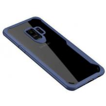 Луксозен твърд гръб IPAKY за Samsung J6 2018 - прозрачен / силиконов син кант