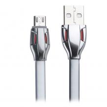 Оригинален USB кабел REMAX Laser Series RC-035i 1m / USB Charging Data Cable за Apple iPhone 5 / iPhone 5S / iPhone SE / iPhone 6 / iPhone 6 Plus / iPhone 7 / iPhone 7 Plus - сребрист / плосък