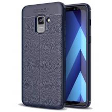Луксозен силиконов калъф / гръб / TPU за Samsung S9 G960 - тъмно син / имитиращ кожаъб / TPU за Samsung S9 G960 - тъмно син / имитиращ кожа