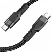 Кабел USB HOCO U110 за зареждане и пренос на данни 60W / Type-C to Type-C / 3A / 1.2м - черен
