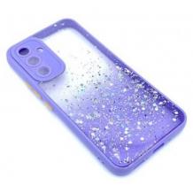 Силиконов калъф / кейс / TPU Brillant Clear Case за Samsung A34 5G - прозрачен / лилав брокат