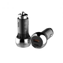 Зарядно за кола LDNIO C1 12V-24V PD+QC 3.0 с 2 USB порта / Qualcomm Quick Charge 3.0 Type-C към Type-C - черно