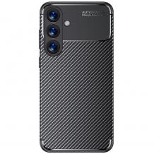 Луксозен силиконов калъф / кейс / Auto Focus Carbon Case Samsung A27 - черен Карбон
