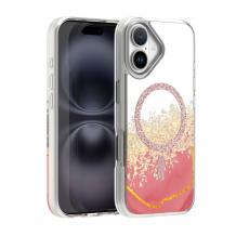 Луксозен твърд гръб 3D Epoxy Mag Case iPhone 17 (6.3) - прозрачен кейс с брокат / розов