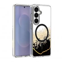 Луксозен твърд гръб 3D Epoxy MagSafe Case Samsung S26 - прозрачен гръб с брокат черен
