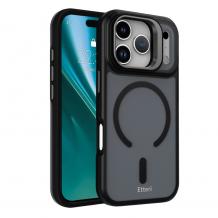 Удароустойчив хибриден кейс Etteri Morning Fog с Magsafe и стойка за iPhone 17 Pro - Черен