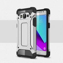 Силиконов гръб TPU Hybrid с твърда част за Samsung J3 / J3 2016 J320 - сребрист